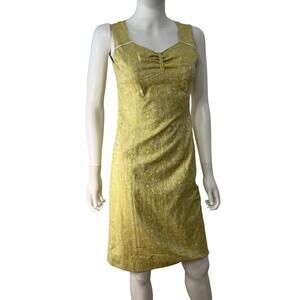 Vintage 90s Ana Capri Green Brocade Pinup Style Sheath Dress, S